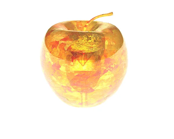 3D maçã dourada brilhante — Fotografia de Stock
