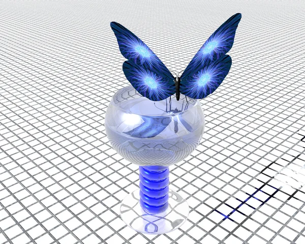 Glas mit kühlem Schmetterling bunt kreativ — Stockfoto