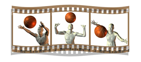 Film mit 3D-Cyber-Junge mit Korbball — Stockfoto