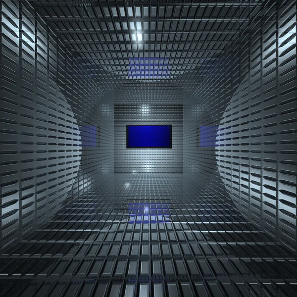Monitor lcd plano com tela azul — Fotografia de Stock