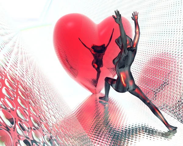Kırmızı aşk 3d kalp — Stok fotoğraf