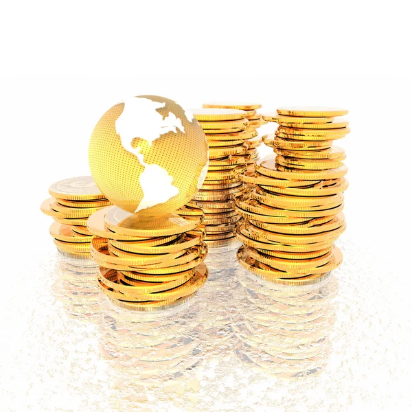 Mince s 3d Globus izolovaných na bílém — Stock fotografie