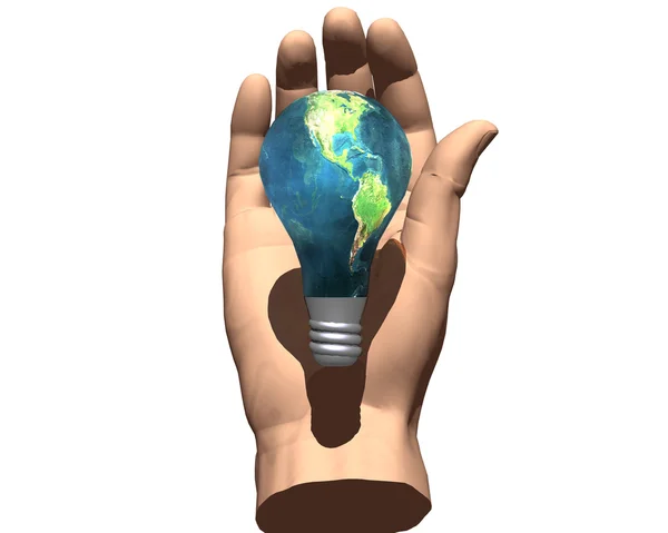 3D lampa země textured 3d rukou — Stock fotografie