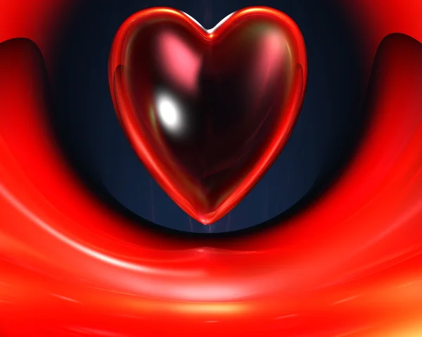 Amor rojo corazón 3D —  Fotos de Stock