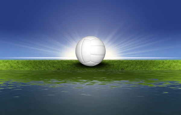 Volejbalový míč na zelené trávě — Stock fotografie