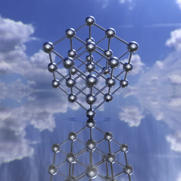 Model of molecular lattice with reflection — Stock Photo, Image