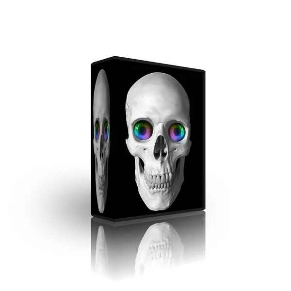 3D-Totenkopf-Box-Vorlage — Stockfoto