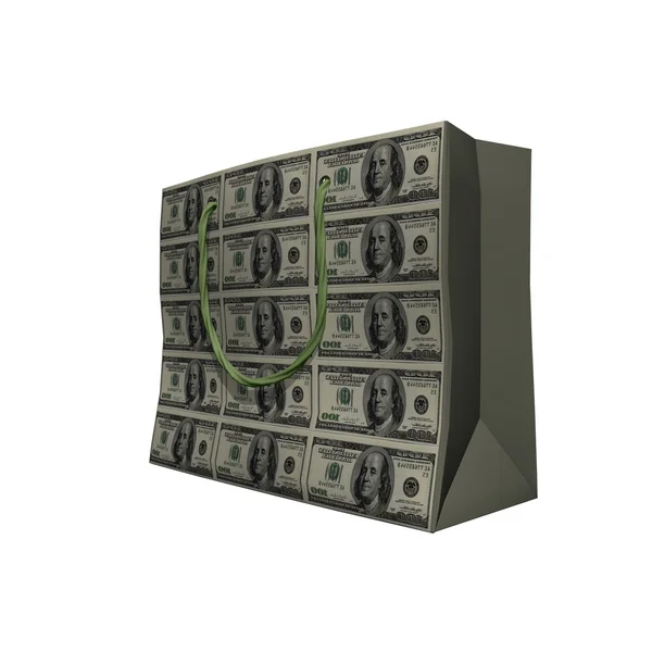 Gifts box pyramid with us dollar note texture — Stock Photo, Image