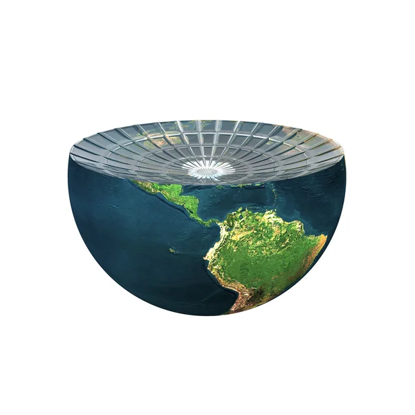 Halfrond van de aarde geïsoleerd op wit — Stockfoto