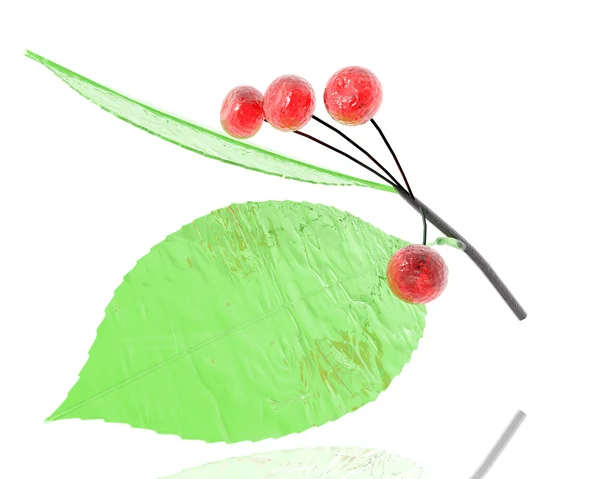 3D rubin bright glass cherry isolated on a white — Stock Photo, Image