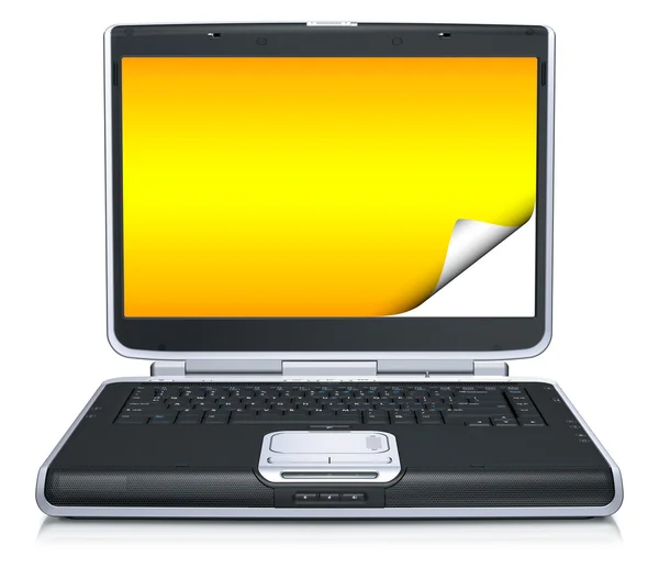 Modelo 3d de la computadora portátil con scr rizado creativo —  Fotos de Stock