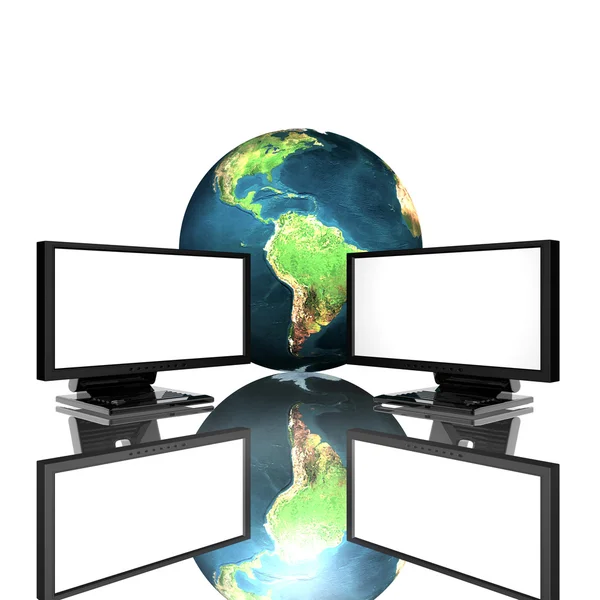 Twee computer-monitoren — Stockfoto