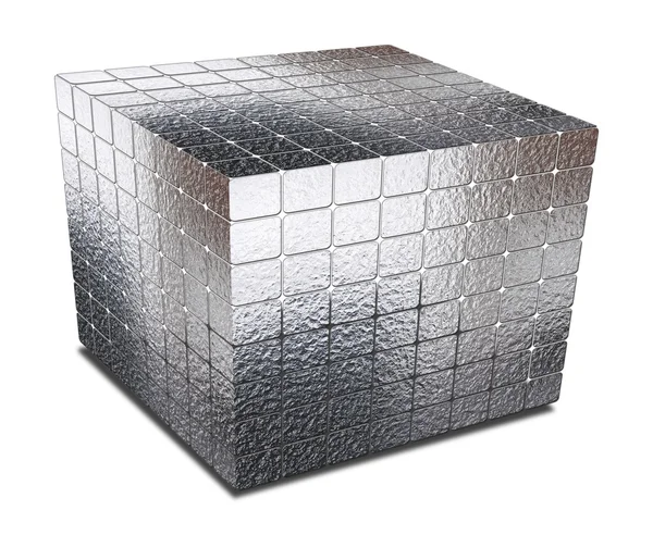 Cubo con lacune in metallo argentato — Foto Stock