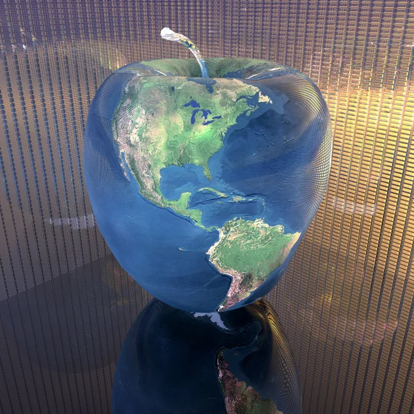 Doku dünya ile parlak elma — Stok fotoğraf