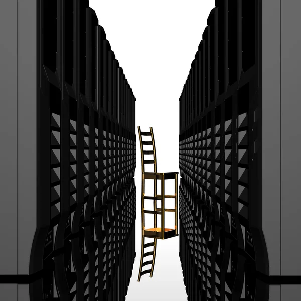 Server di computer 3d in una riga isolati su un bianco — Foto Stock
