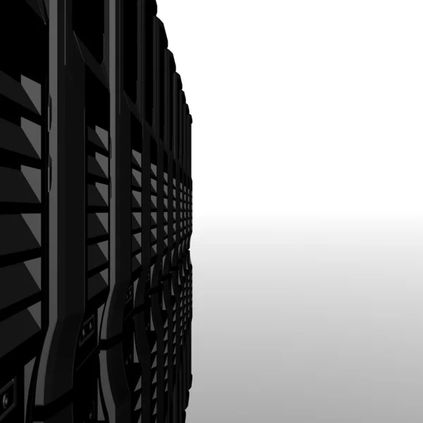 Компьютерные серверы в строке, изолированные на белом — стоковое фото
