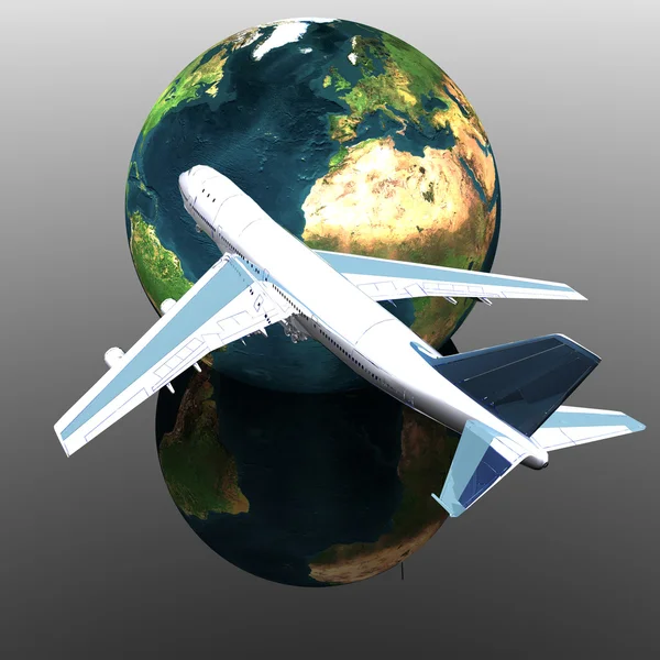 Trafikflygplan med jorden i bakgrunden — Stockfoto