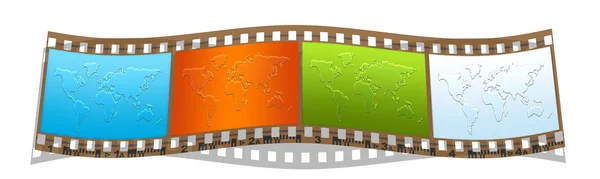 Film with colorful world maps silhouette — Stock Photo, Image