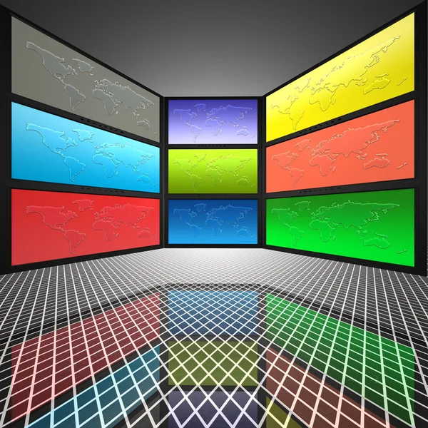 Video wall with screens — Stock Photo, Image