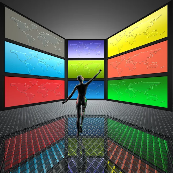 Videowall con schermi — Foto Stock