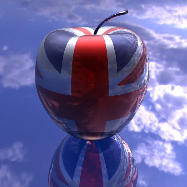 Apple с текстурой британского флага — стоковое фото