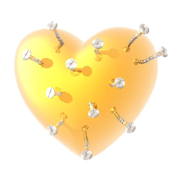Love heart with screw — Stock Photo, Image