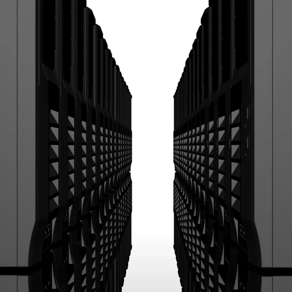 3D serwerów z rzędu na białym tle — Zdjęcie stockowe