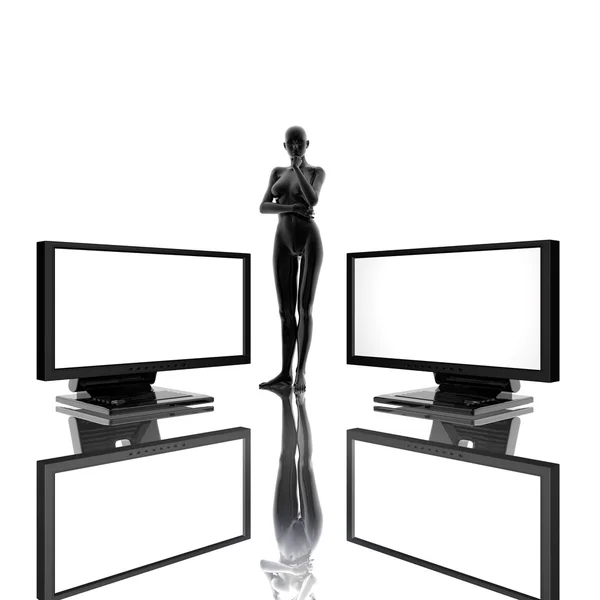 Dwa monitory komputerowe — Zdjęcie stockowe