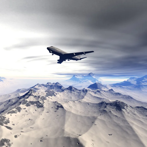 Flying airliner — Stock Photo, Image