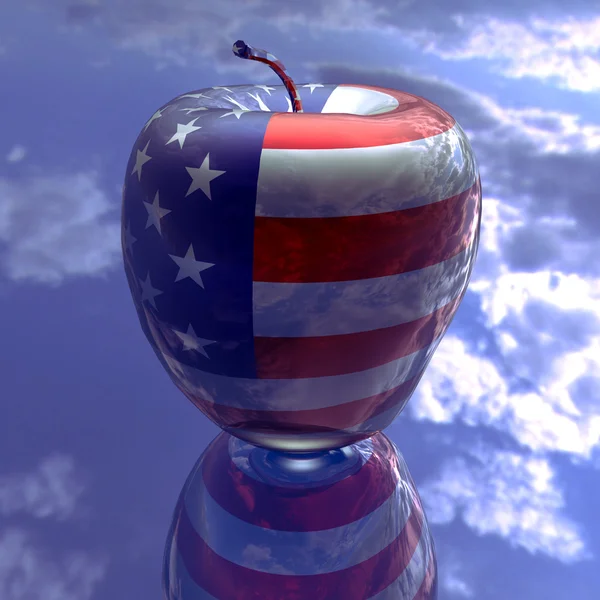 Apple with us flag texture — Stock Photo, Image