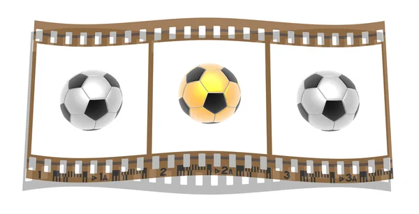 Película con bolas de fútbol 3d — Foto de Stock