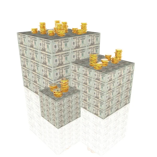 Cubes with us dollar notes — Stock Photo, Image