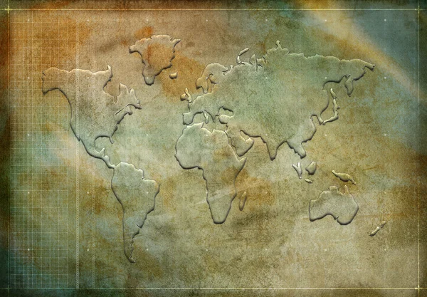 世界地图轮廓 — 图库照片