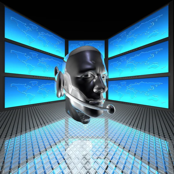 Cyber uomo, testa robot — Foto Stock