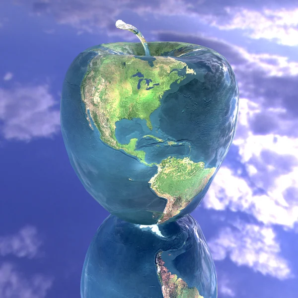 Světlé jablko s texturou země — Stock fotografie