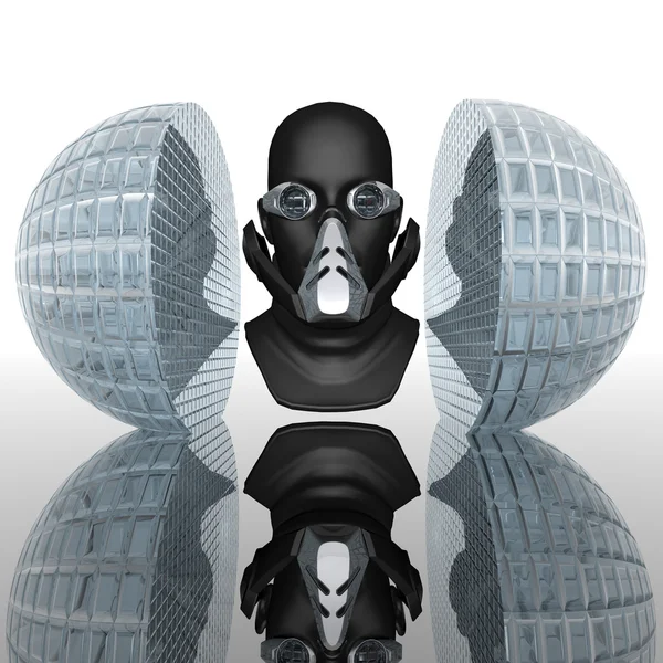 Cyborg hoofd, robot — Stockfoto