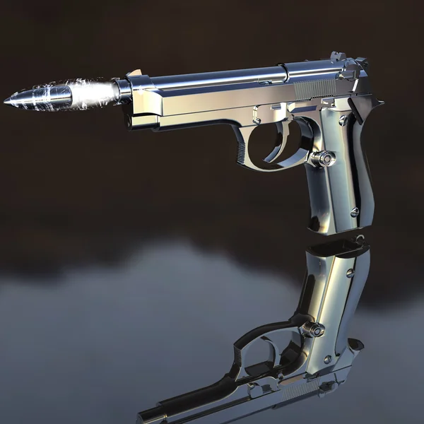 Pistola con proiettile volante — Foto Stock