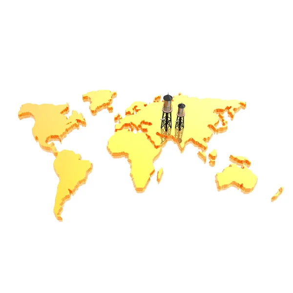 Mapa świata z platformy wiertnicze — Zdjęcie stockowe