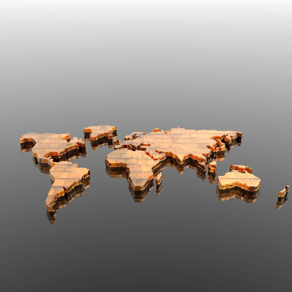 Wereld geografische kaart silhouet — Stockfoto
