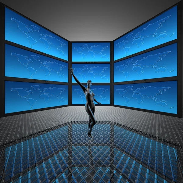 Video wall with screens — Stock Photo, Image