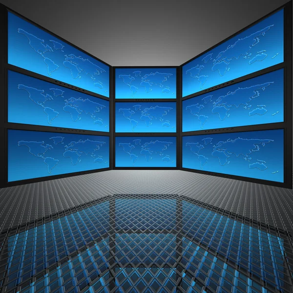 Video vägg med skärmar — Stockfoto