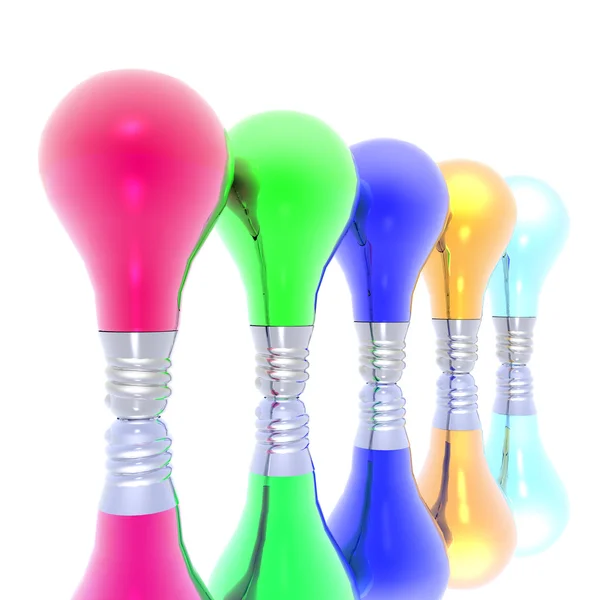 Rode, blauwe en groene lightbulbs geïsoleerd op een witte — Stockfoto