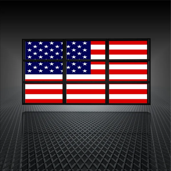 Βίντεο τοίχο με αμερικανική σημαία στις οθόνες — Φωτογραφία Αρχείου