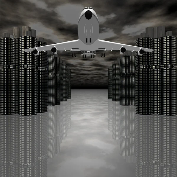 定期旅客機、雲 — ストック写真