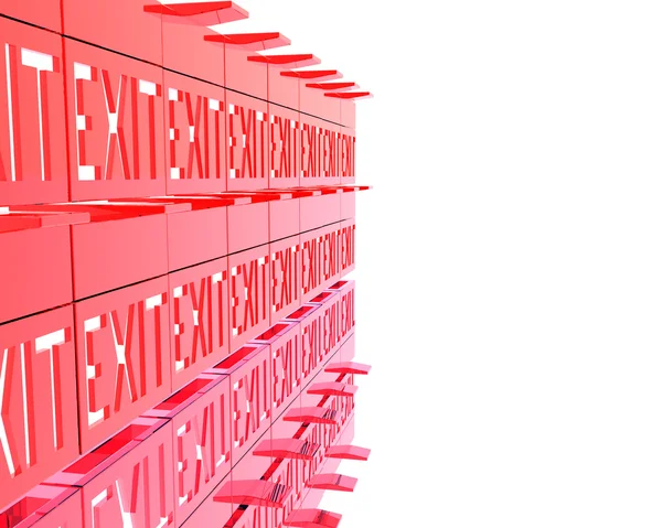 Carteles rojos de salida 3D aislados en un blanco —  Fotos de Stock
