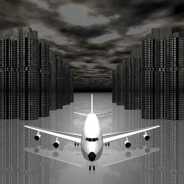 Avião com nuvens — Fotografia de Stock