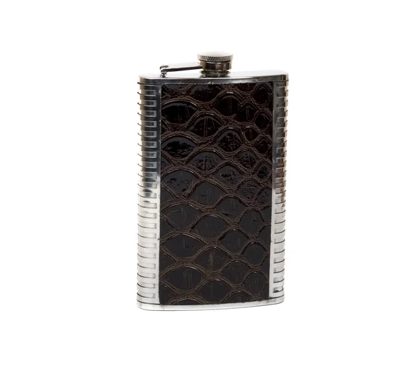 Photo of the metal flask isolated on a white — Stock Photo, Image