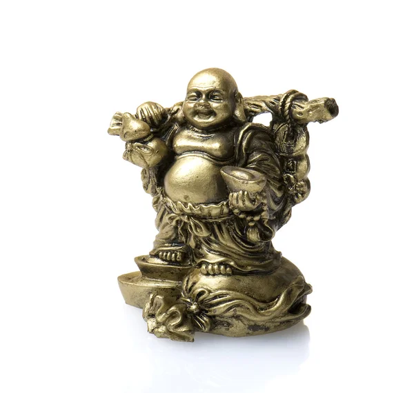 Statuette des lachenden Buddha isoliert auf einem weißen — Stockfoto