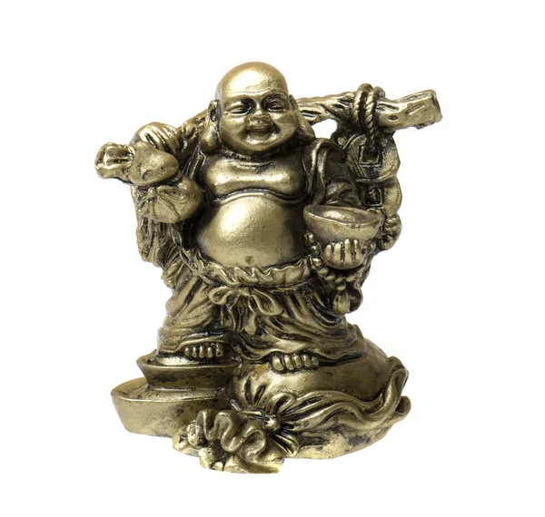 Statuette of laugh Buddha isolated on a white — Stock Photo, Image