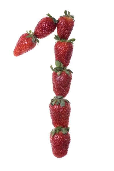 Fresh and tasty strawberry digit isolated on white background — Stock Photo, Image